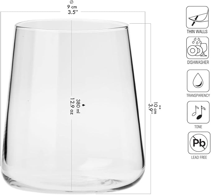 Krosno Water Juice Drinking Glasses, 12.9 oz, Avant-Garde Collection, Crystal - Image 2