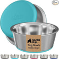 GORILLA GRIP Dog Bowls, Food Grade 304 Stainless Steel Holds 2 Cups Each Food by Unknown
