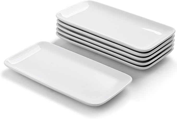 Small Rectangle Plates Set of 6, Ceramic Sushi Plates, Serving Plate by WishDeco