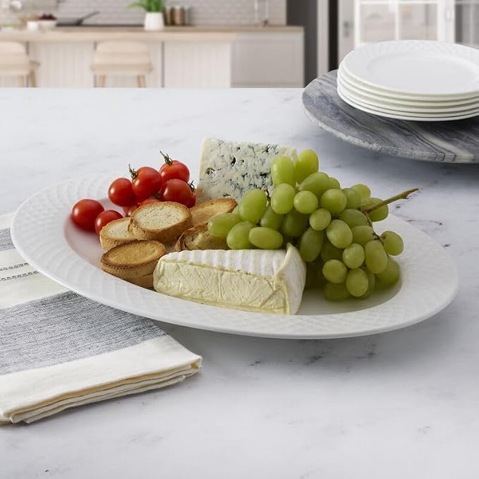 Mikasa Trellis White Bone China Lightweight Chip Resistant Oval Serving Platter - Image 4