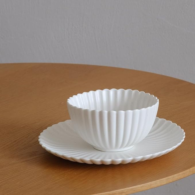 WENSHUO Small Ceramic Bowls, Daisy-Shaped, 5.5 in, Nacre White | 17 oz - Image 6