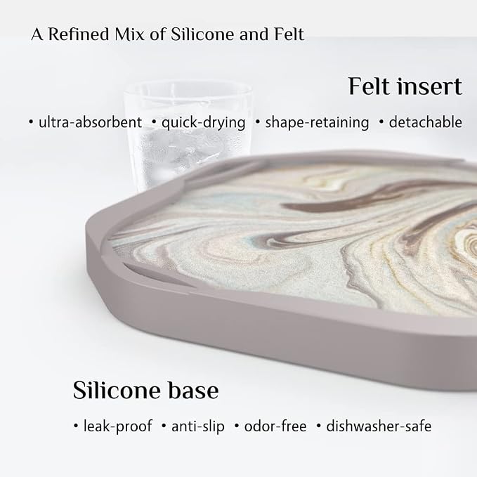 UMIRRO Absorbent Felt & Silicone Coasters Set of 6 - Image 3