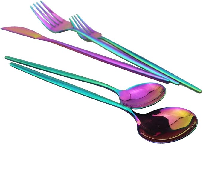 JASHII 20-Piece Stainless Steel Satin Finish Flatware Set, Mirror Polished - Image 5