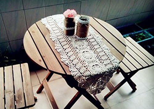 Laivigo Handmade Crochet Lace Oval Lucky Flower Tablecloth Table Runner Doilies - Image 3