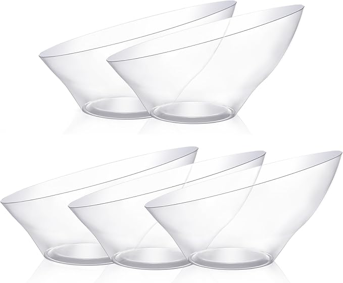5 Pack Clear Plastic Serving Bowls by GoodLuck