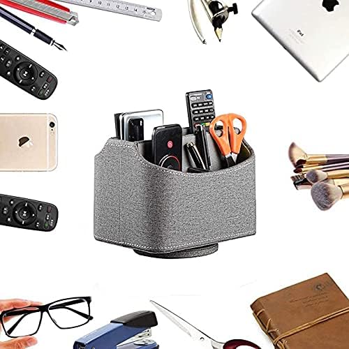 PU Leather Remote Control Holder, 360 Degree Spinning Desk TV Remote Caddy - Image 5