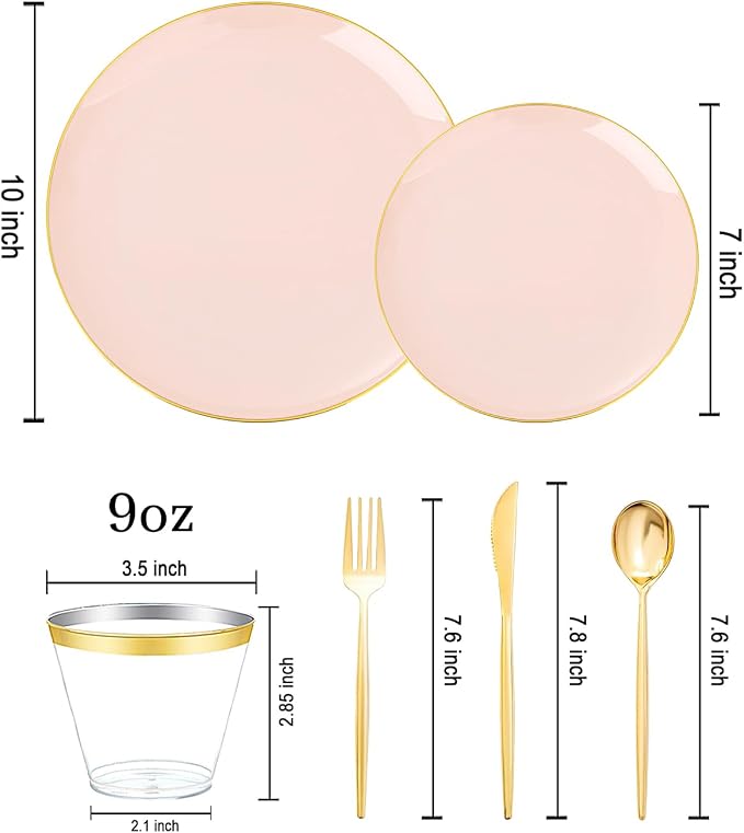 bUCLA 150PCS Pink Plastic Plates - Image 3