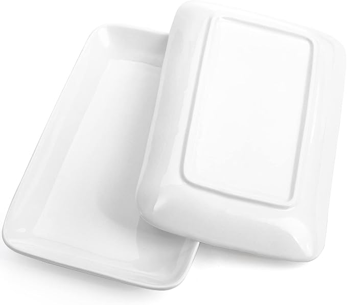 Foraineam Rectangular Salad Plates, 10 Inch White Porcelain Dessert Appetizer - Image 7