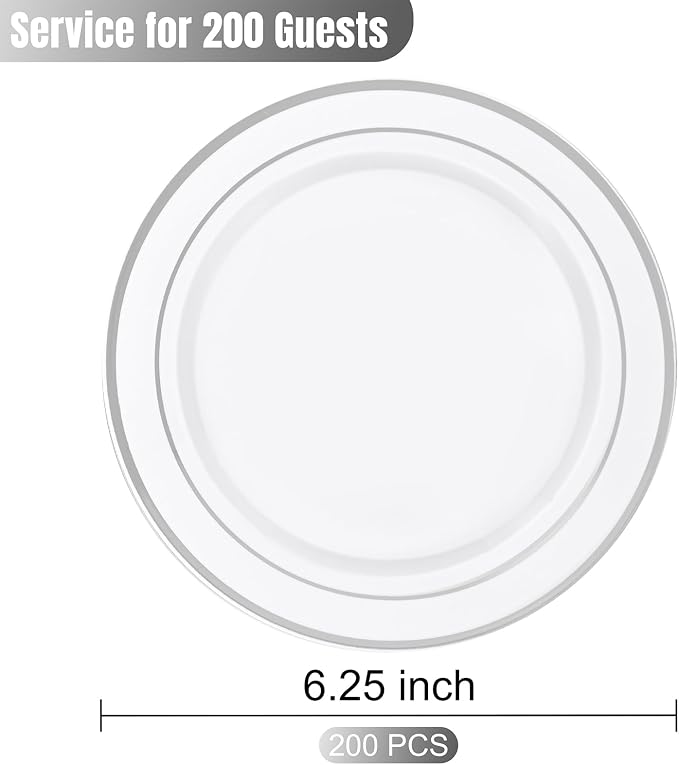 bUCLA 200PCS Silver Plastic Plates - Image 2