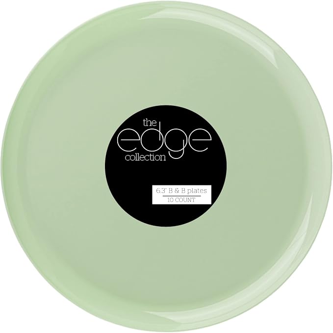 Mint Green Plastic Party Plates Edge Collection Premium heavyweight Elegant by PLASTICPRO