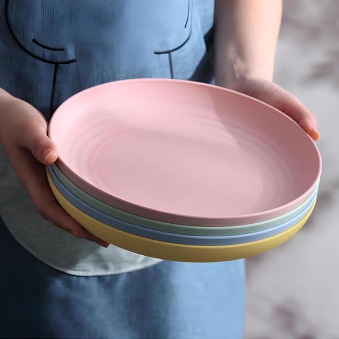 K Y KANGYUN 10 Inch Unbreakable Wheat Straw Dinner Plates, BPA Free, Lightweight - Image 7