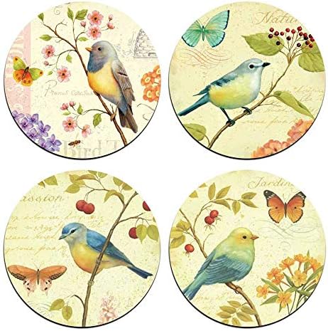 Bird and Butterfly Round Coaster Set by QJ+CMJ