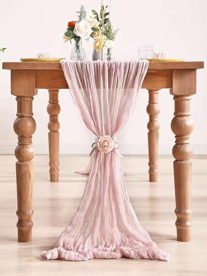 20Pack Light Pink Cheesecloth Table Runner 20x120inch Gauze Table Runners | - Image 2