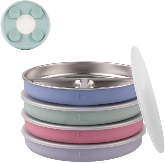Elk and Friends Kids Stainless Steel Divided Plates by ElkandFriends