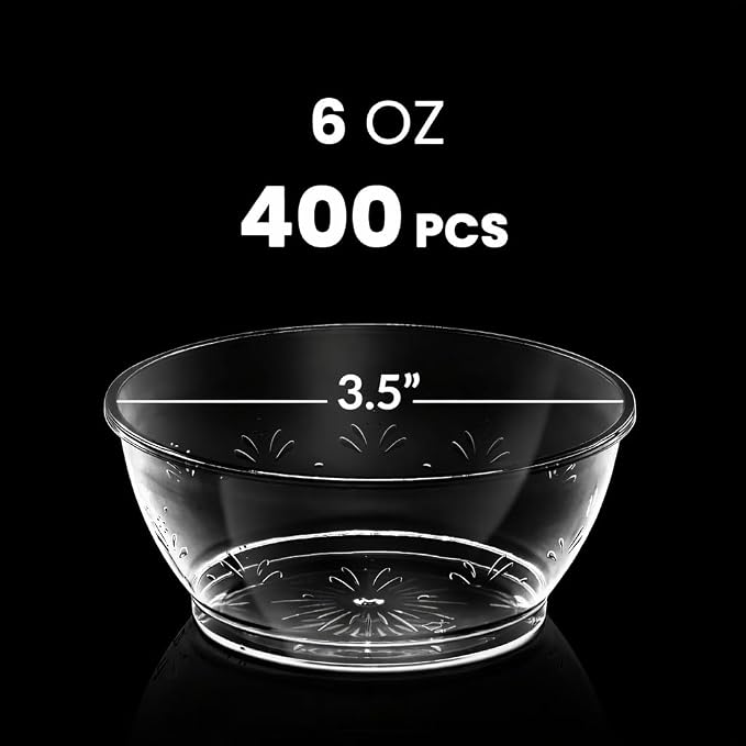 6 Oz Clear Mini Plastic Dessert Bowls Disposable Serving Bowls | Premium Hard - Image 2