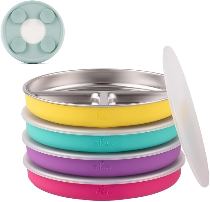 Elk and Friends Kids Stainless Steel Divided Plates by ElkandFriends