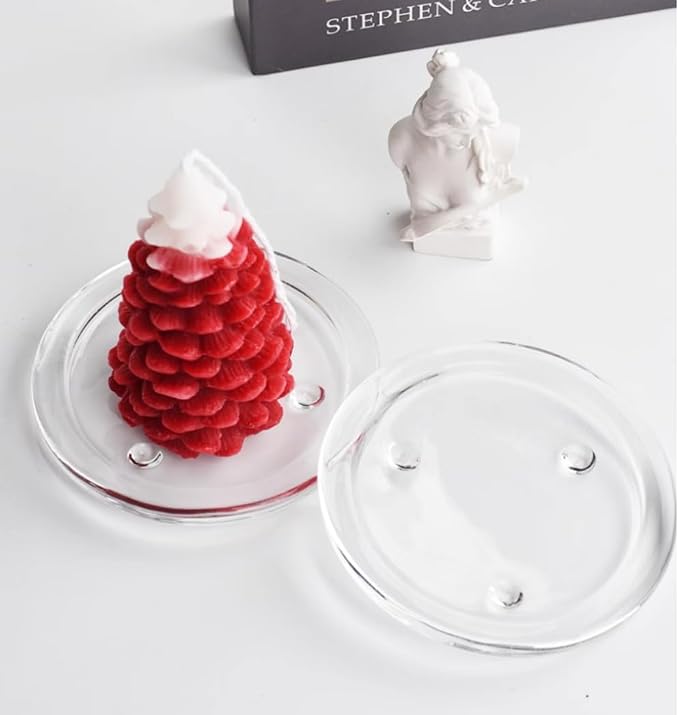 Glass Candle Holder 2 Pack 5 Inch Clear Beautiful Transparent Round Candle Plate - Image 8