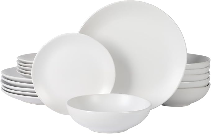 Gibson Home Bethel 18 Piece Plates and Bowls Ceramic Stoneware Organic Shape by GibsonHomewares