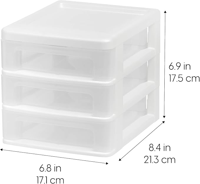IRIS USA 4-Pack 3-Drawer Small Desktop Organizer, stationery, craft materials - Image 3