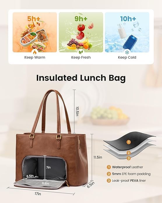 LOVEVOOK Lunch Tote Bag for Women, 3 in 1 Work Bag - Image 7