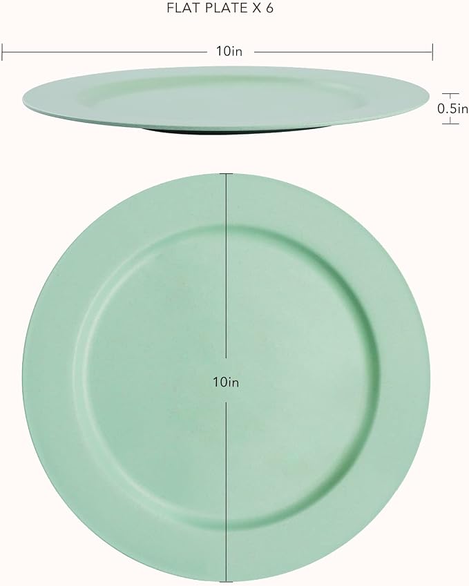 10inch/6pcs Dishwasher & Microwave Safe Wheat Straw Plates - Image 2