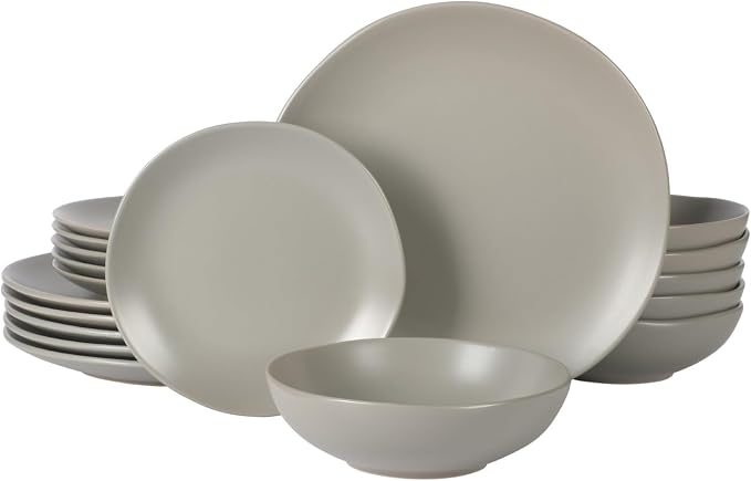 Gibson Home Bethel 18 Piece Plates and Bowls Ceramic Stoneware Organic Shape by GibsonHomewares