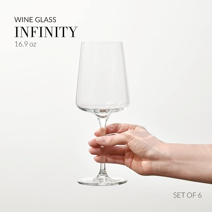 Krosno Red Wine Glasses | Elegant Design | Set of 6 | 16.9 oz | Infinity - Image 3