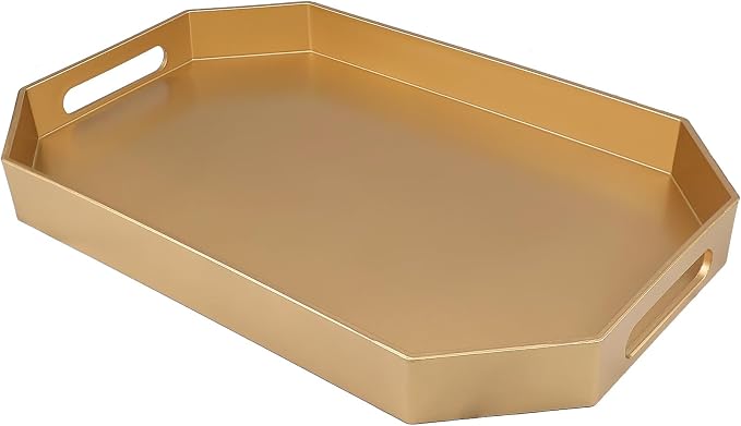 Gold Decorative Tray with Handles, Versatile Serving Tray by Omuriko