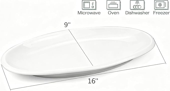 Yesland 2 Pack 16" Porcelain Large Oval Serving Plates, Appetizers - Image 2
