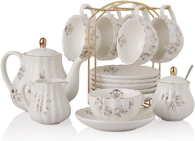 Porcelain Tea Sets British Royal Series, 8 OZ Cups & Saucer Service by Sweejarco1949