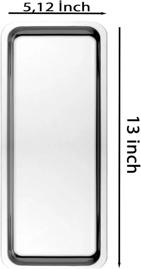 Elegant Stainless Steel Rectangular Serving Tray, Mirror Finish Coffee Tea - Image 2