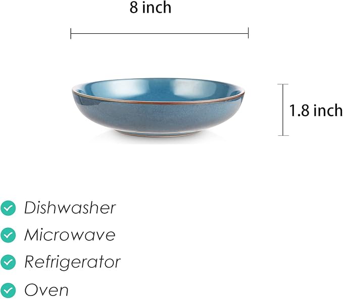 Selamica Ceramic 8 inch Pasta Bowls, 26 Ounce Large Serving Bowl Porcelain - Image 2
