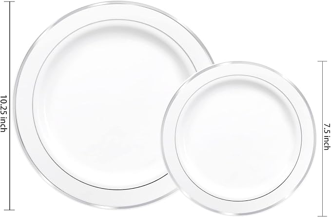 60 Pcs Silver Plastic Plates, Premium Silver Disposable Plates | Plastic Plates - Image 4