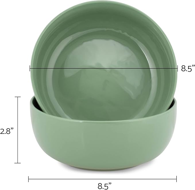 Elanze Designs Bistro Glossy Ceramic 8.5 inch Large Serving Bowls Set of 2 - Image 3