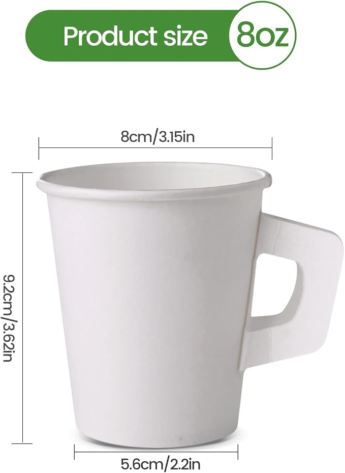 8 Oz Paper Cups with Handles, Disposable Paper Coffee Cups with Handles - Image 4