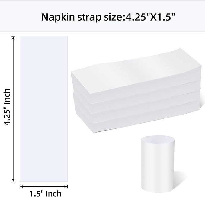Germiwipe 500 Pcs Napkin Bands, Paper Napkin Rings Self-Adhesive, | Silverware - Image 6