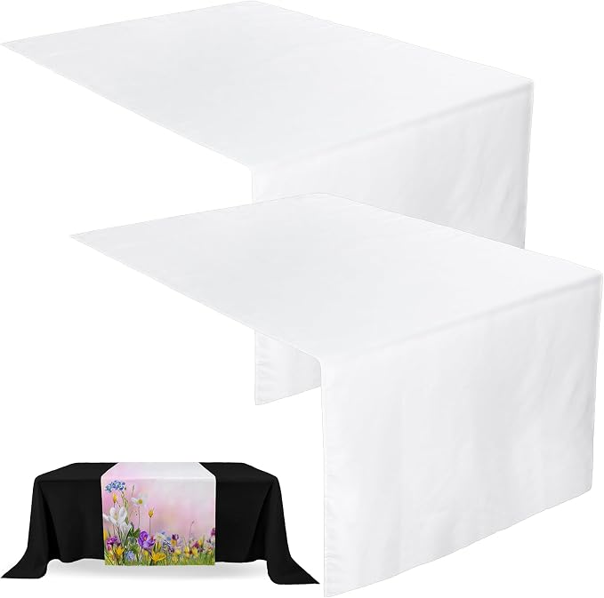 2 Pcs White Sublimation Table Runners Blanks 30 x 72 Inch Polyester Table by Breling