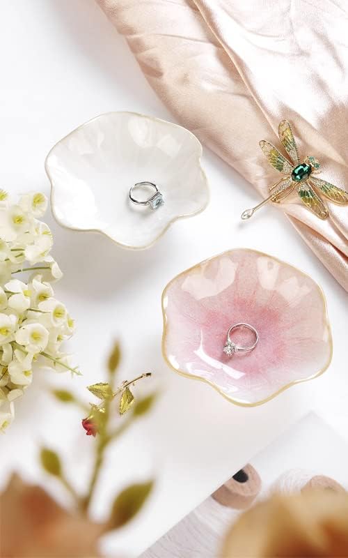 JAMEND CLXP 2PCS White Lotus Leaf Shape Ring Holder Dish, Small Key Bowl - Image 6