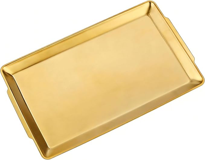15.8" x 9.5" Large Serving Platters, Stainless Steel Heavy-Duty Large Serving by SANQIAHOME
