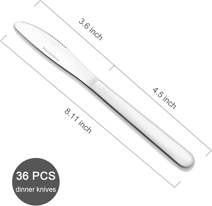 36 Pieces Dinner Knives Set, 8.1 Inches Table Knives Set, Durable Butter Knife - Image 2