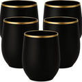 40 Pack Disposable Plastic Wine Glasses 12 oz Black Gold Rim Matte Cups | by Oojami