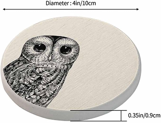 oFloral Black Owl Coasters for Drinks Cute Bird Wild Animal Cub Drink Coaster - Image 2