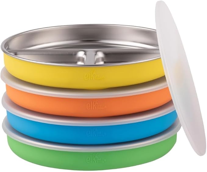Elk and Friends Kids Stainless Steel Divided Plates by ElkandFriends