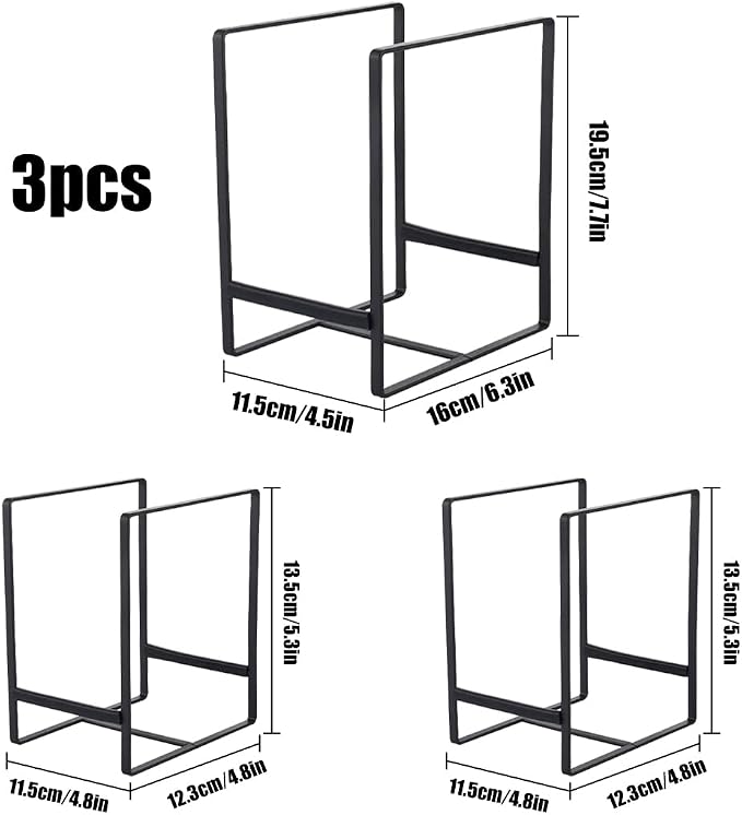 Plate Holder Organizer Metal Upright Dish Drying Racks | 3 Pcs 2 Sizes Black - Image 2