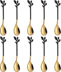 AnSaw Elegant Black & Gold Leaf Coffee Spoons by AnSaw