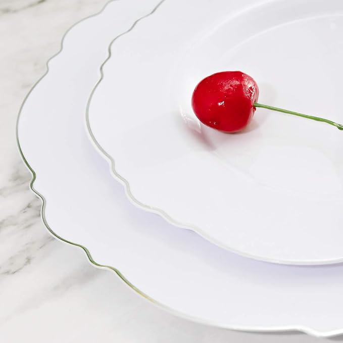 100pcs Silver Plastic Plates - Image 4