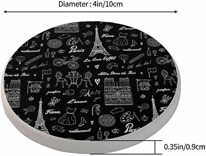 oFloral Eiffel Tower Coasters for Drinks France Paris Romance Art Modern Cups - Image 2