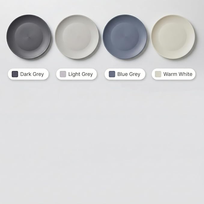 AOYITE 10 inch Plastic Plates Reusable Set 12, BPA Free Kid Plate Grey Tone | - Image 7