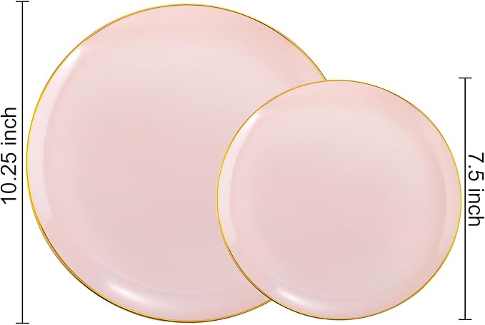 PULOTE 100PCS Pink Plastic Plates - Image 2