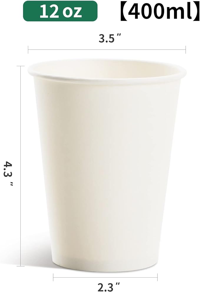 RACETOP Coffee Cups 12 oz, 1000 Pack Disposable Paper Cups | Thickened Paper - Image 6